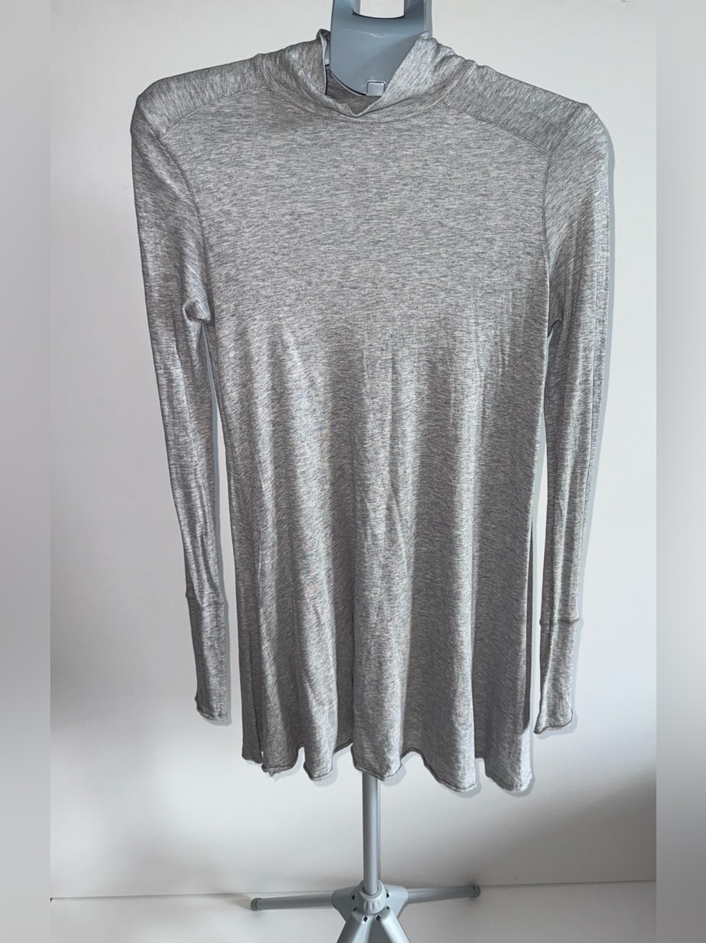 Free People XS Gray Cowl Neck Tunic Top Long Sleeve Cotton Modal Draped Boho